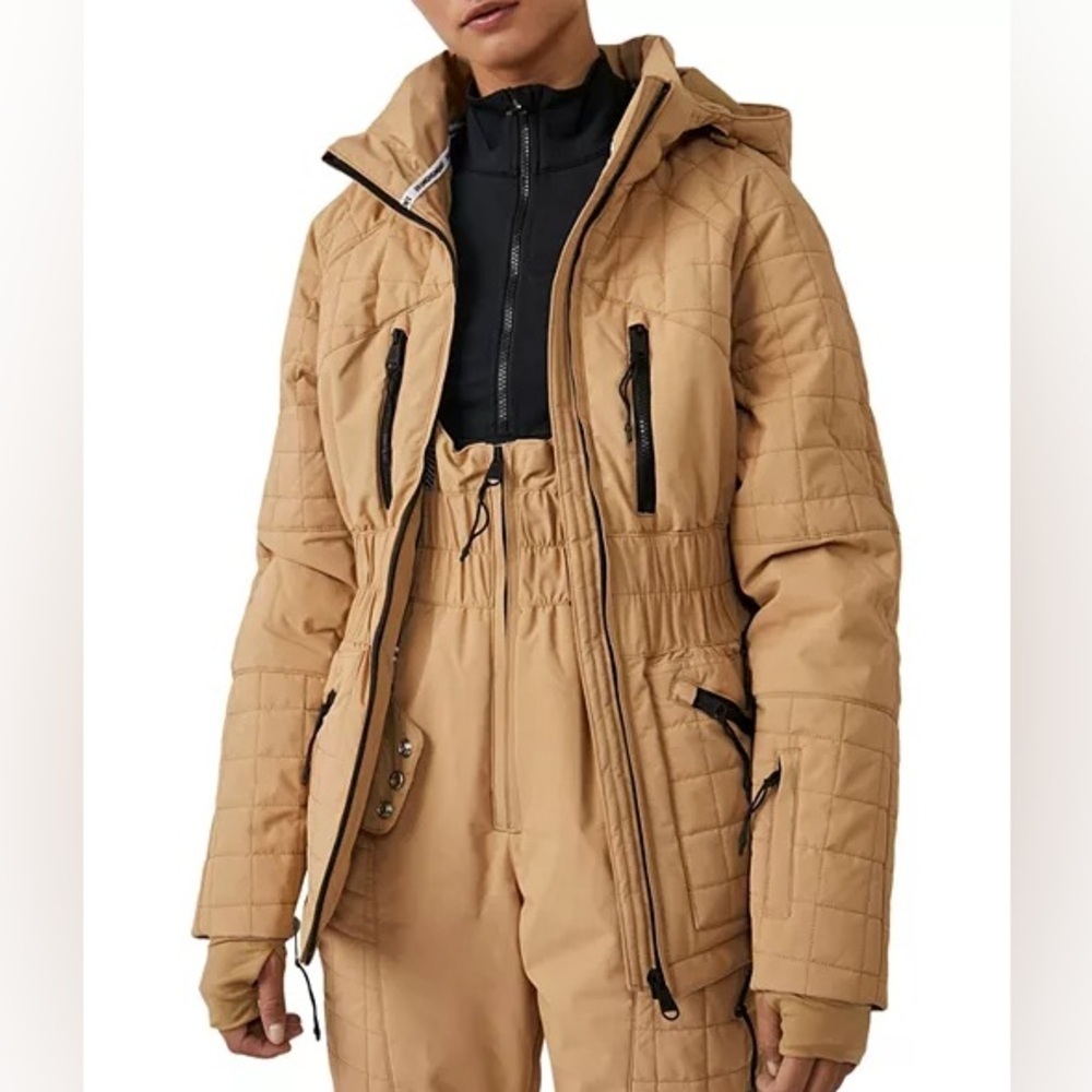Free People FP Movement All Prepped Ski Jacket Coat in Almond Brown / Tan - NWT